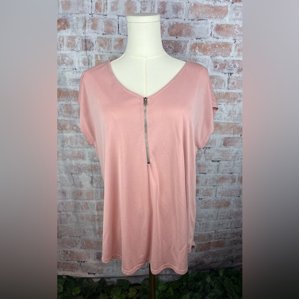 Pink Zippered Women's Top
